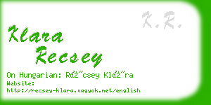 klara recsey business card
